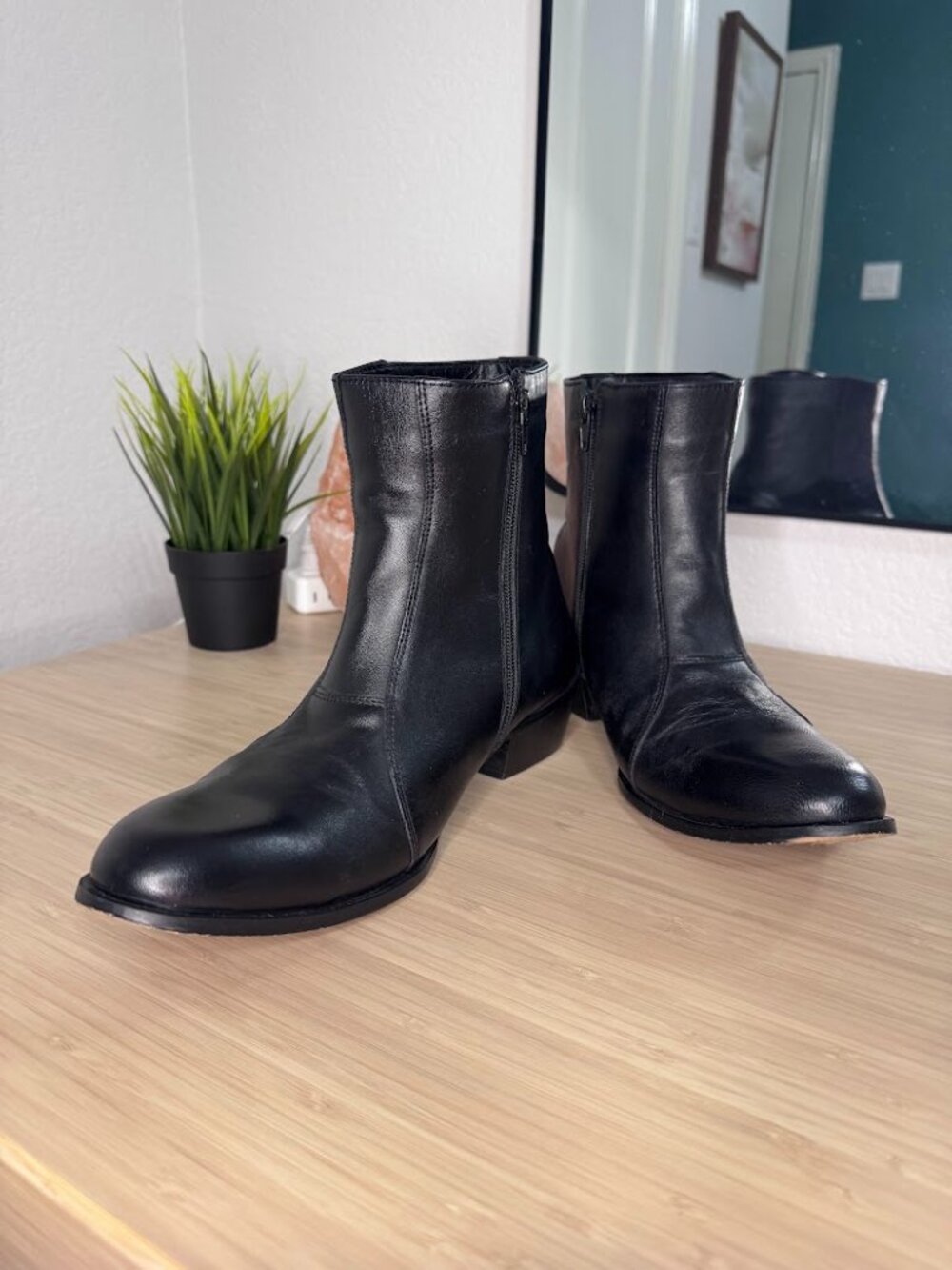 LibertyZeno Jazzy Jackman Black Leather Side Zip Ankle Dress Boots Men's 9.5